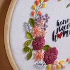 Home Sweet Home Floral Hand Embroidered Hoop Wall Decor 10 Inch Nestasia