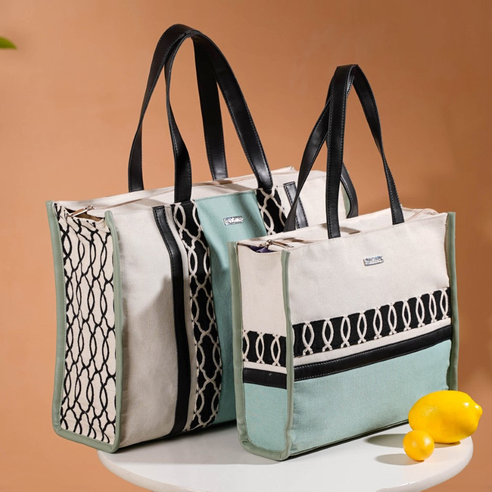 Eco-friendly Carryall Tote Bag Mint Set Of 2 Nestasia