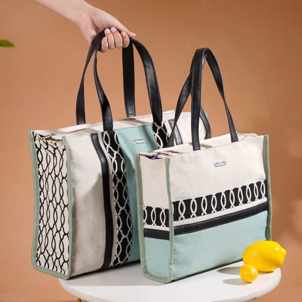 Eco-friendly Carryall Tote Bag Mint Set Of 2 Nestasia