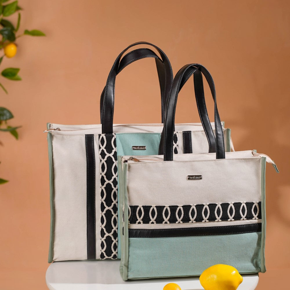 Eco-friendly Carryall Tote Bag Mint Set Of 2 Nestasia