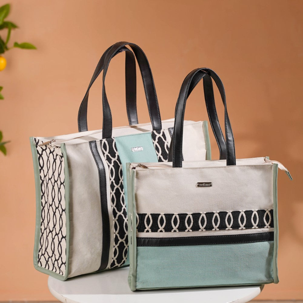 Eco-friendly Carryall Tote Bag Mint Set Of 2 Nestasia