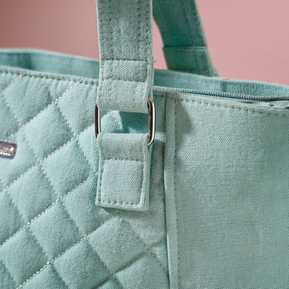 Mint Canvas Quilted Tote Bag Nestasia