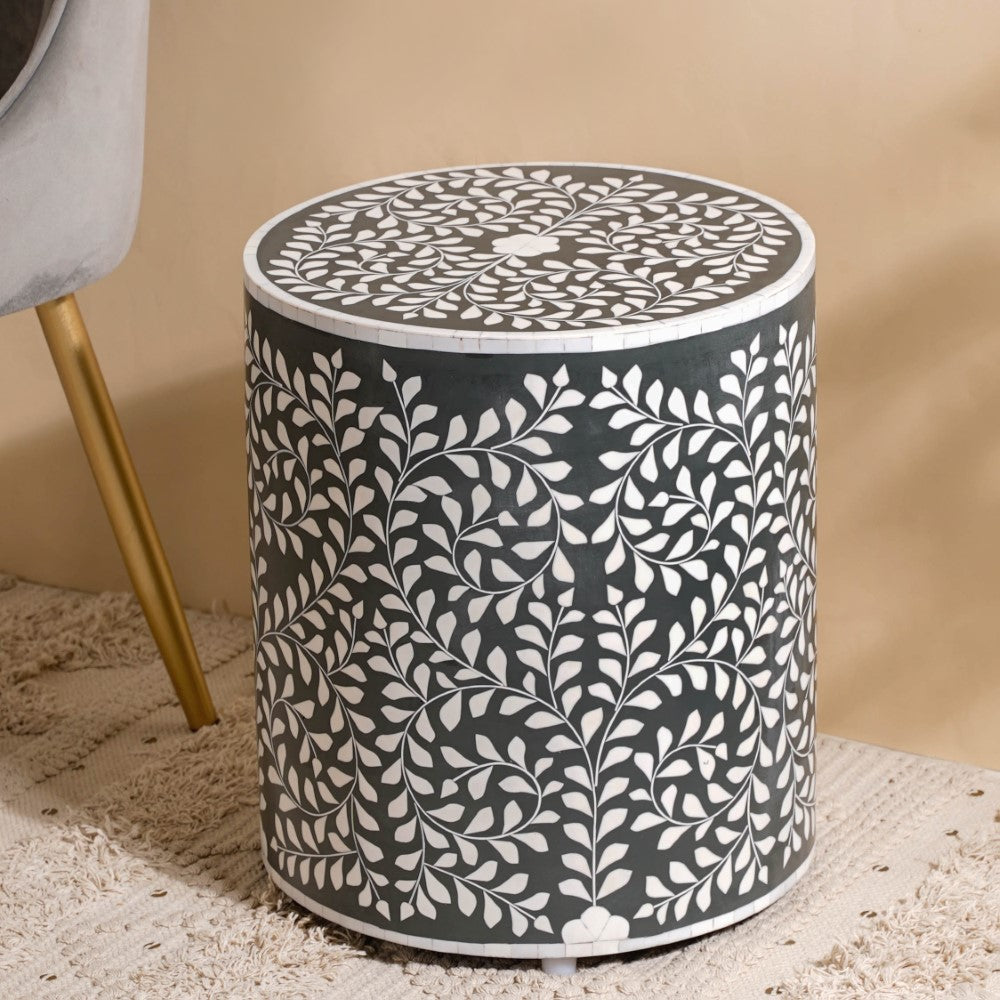 Leaf Inlay Design Side Table Nestasia