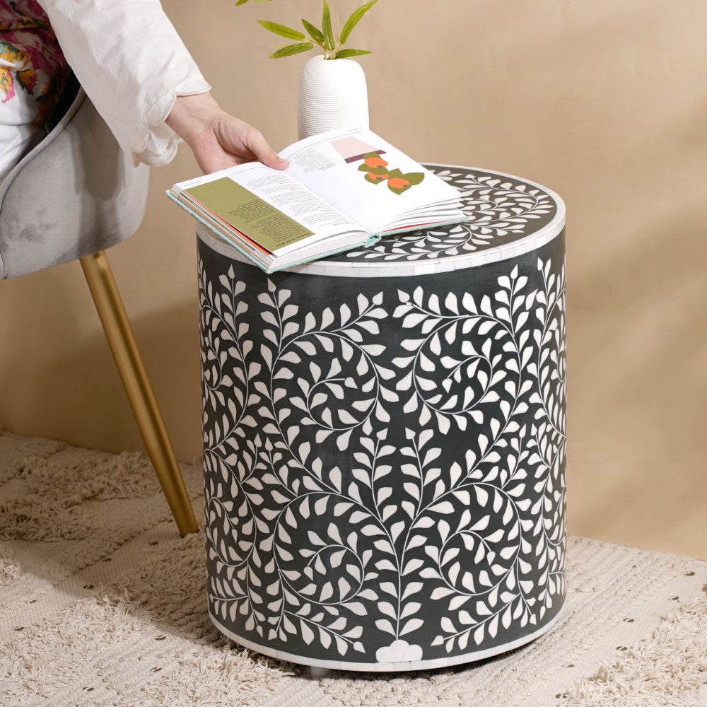 Leaf Inlay Design Side Table Nestasia