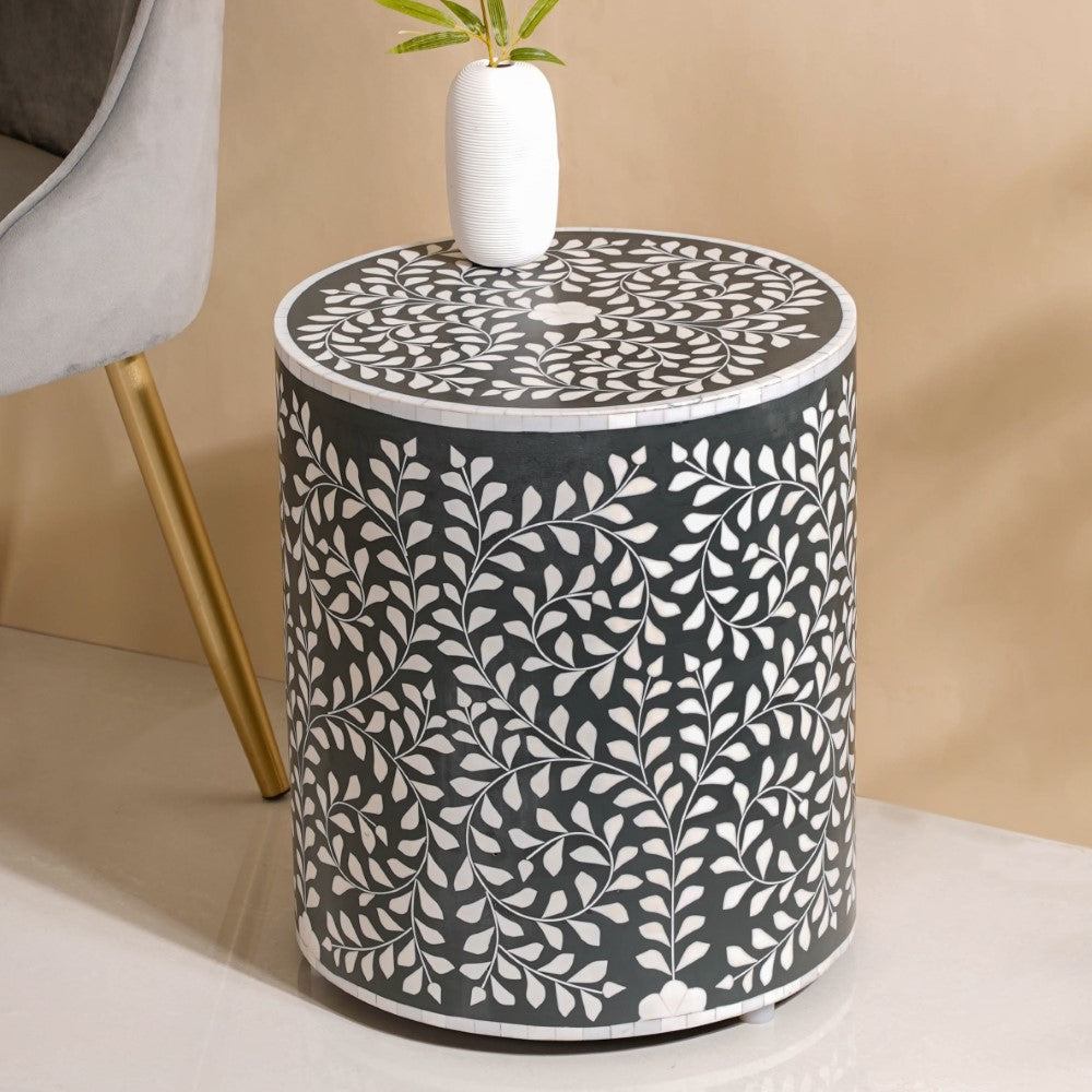Leaf Inlay Design Side Table Nestasia