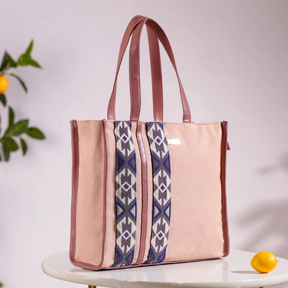 Boho Shopper Bag Pink Small 12 x 10 Inch