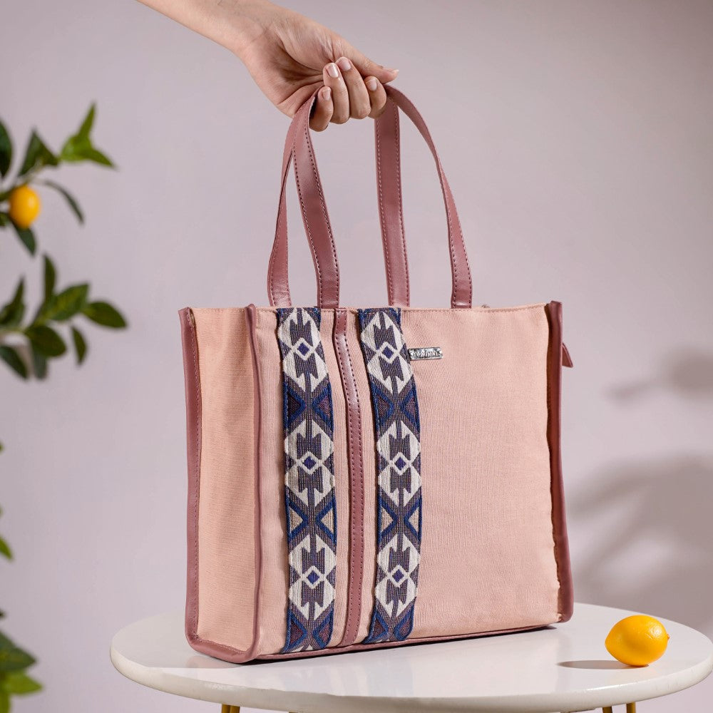 Boho Shopper Bag Pink Small 12 x 10 Inch