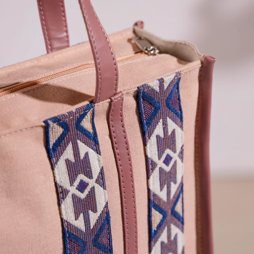 Boho Shopper Bag Pink Set Of 2 Nestasia