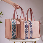 Boho Shopper Bag Pink Set Of 2 Nestasia