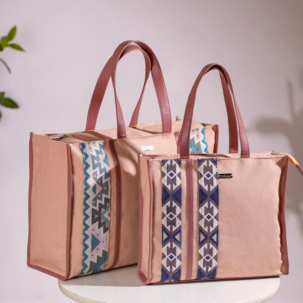 Boho Shopper Bag Pink Small 12 x 10 Inch