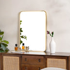 Bedroom Wall Mirror Gold 27 x 20 Inches Nestasia