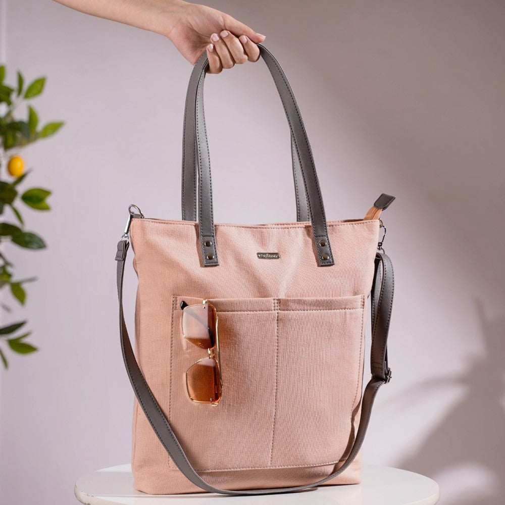 Pink Canvas Tote Bag Nestasia