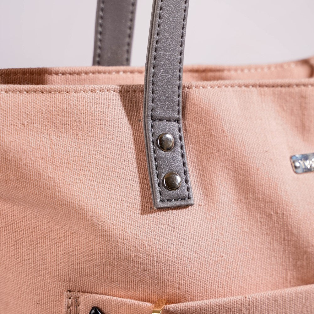 Pink Canvas Tote Bag Nestasia