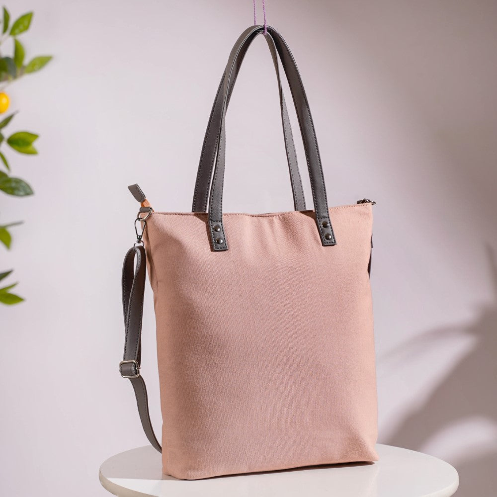 Pink Canvas Tote Bag Nestasia