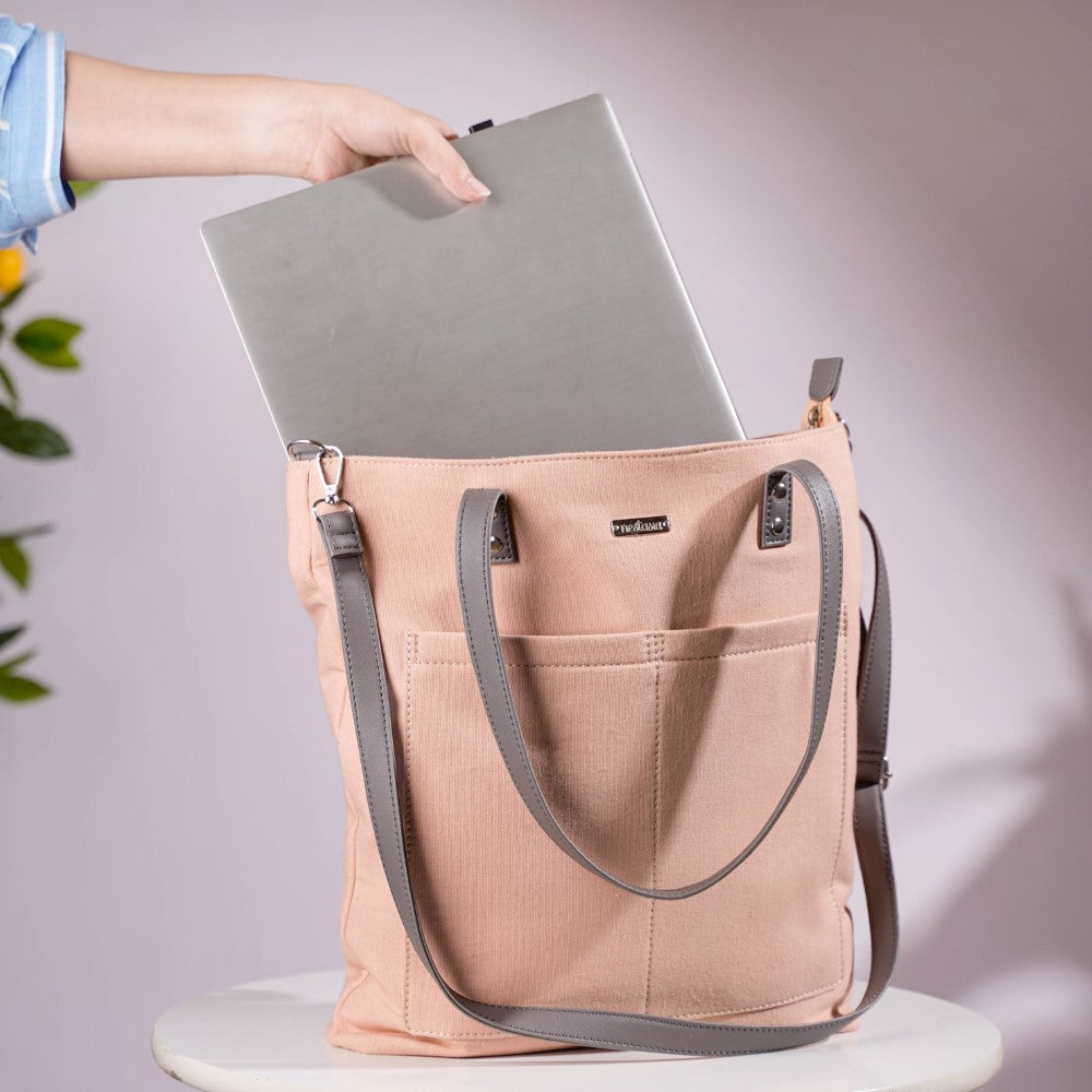Pink Canvas Tote Bag Nestasia