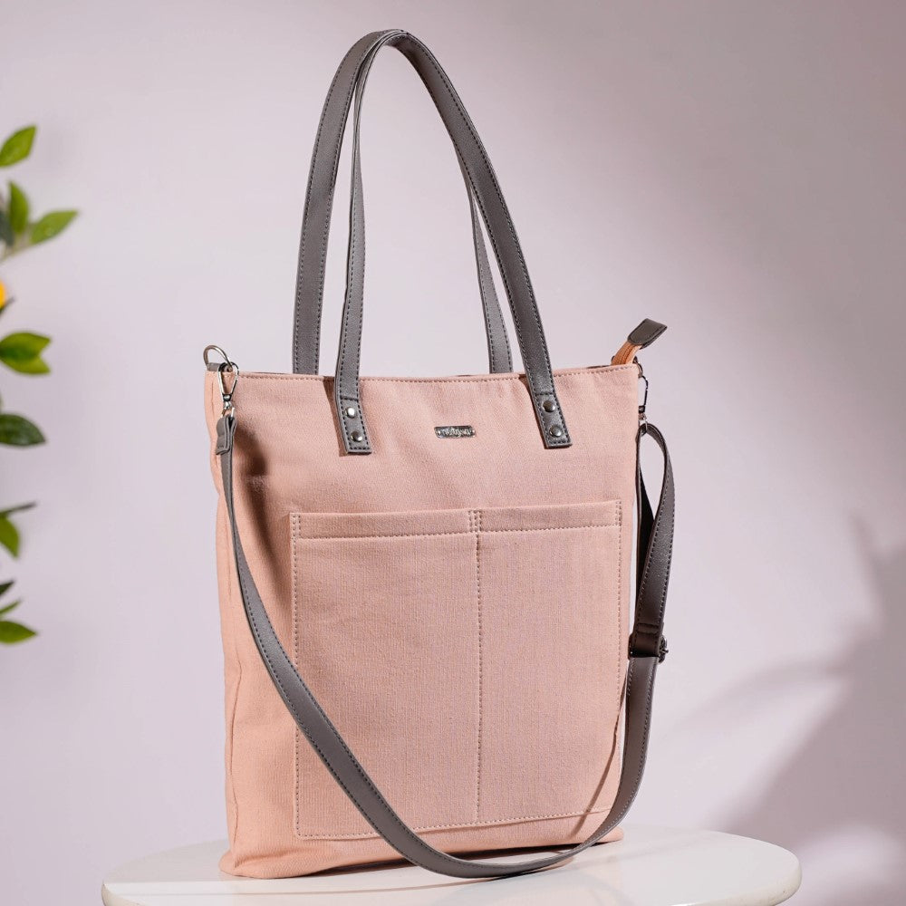 Pink Canvas Tote Bag Nestasia