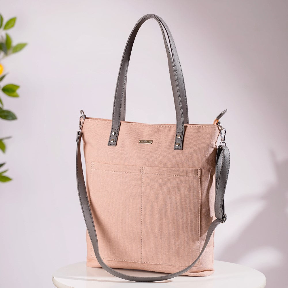 Pink Canvas Tote Bag Nestasia