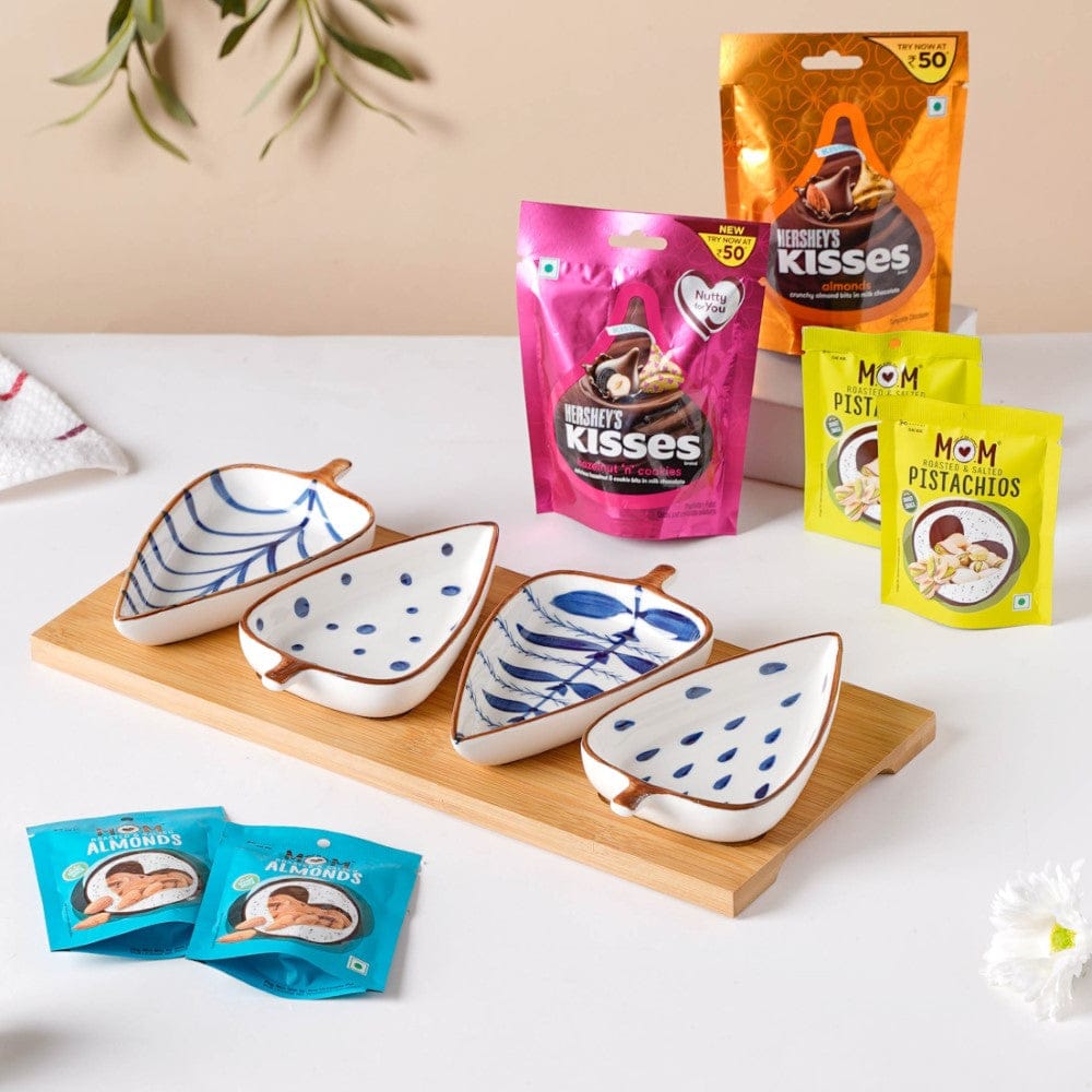 Snackalicious Leaf Platter Gift Hamper Set Of 7 Nestasia