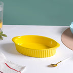 Oval Microwave Baking Pan Yellow 8.5 Inch Nestasia