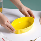 Oval Microwave Baking Pan Yellow 8.5 Inch Nestasia