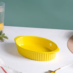 Oval Microwave Baking Pan Yellow 8.5 Inch Nestasia