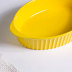 Oval Microwave Baking Pan Yellow 8.5 Inch Nestasia