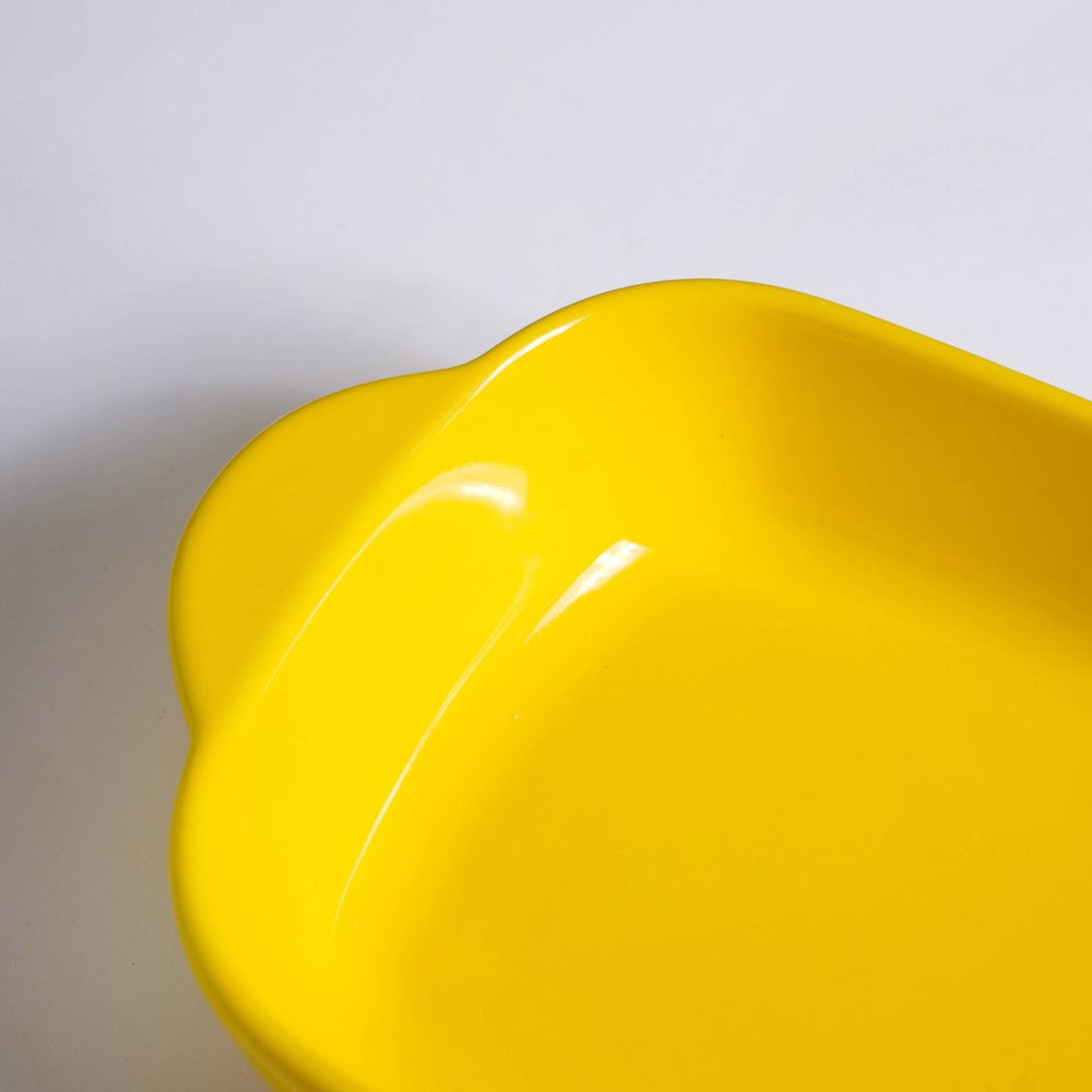 Microwave Oven Baking Dish Yellow 8.5 Inch Nestasia