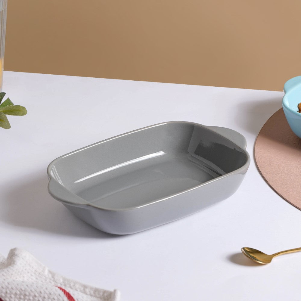 Microwave Oven Baking Dish Grey 8.5 Inch Nestasia