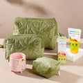 Green Cosmetic Bag And Organizer Gift Hamper Set Of 4 Nestasia