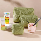 Green Cosmetic Bag And Organizer Gift Hamper Set Of 4 Nestasia