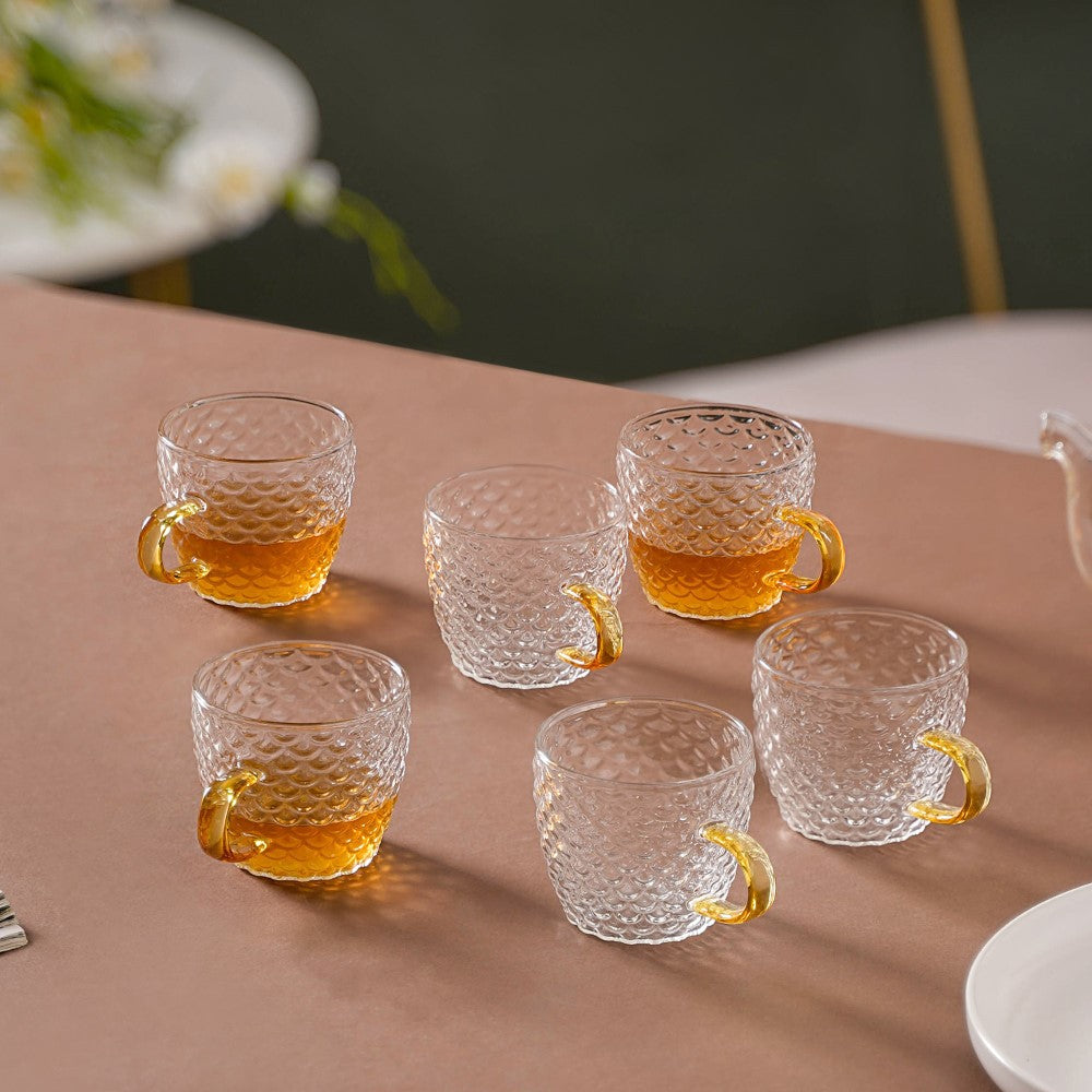 Glass Teacup Set of 6 Nestasia