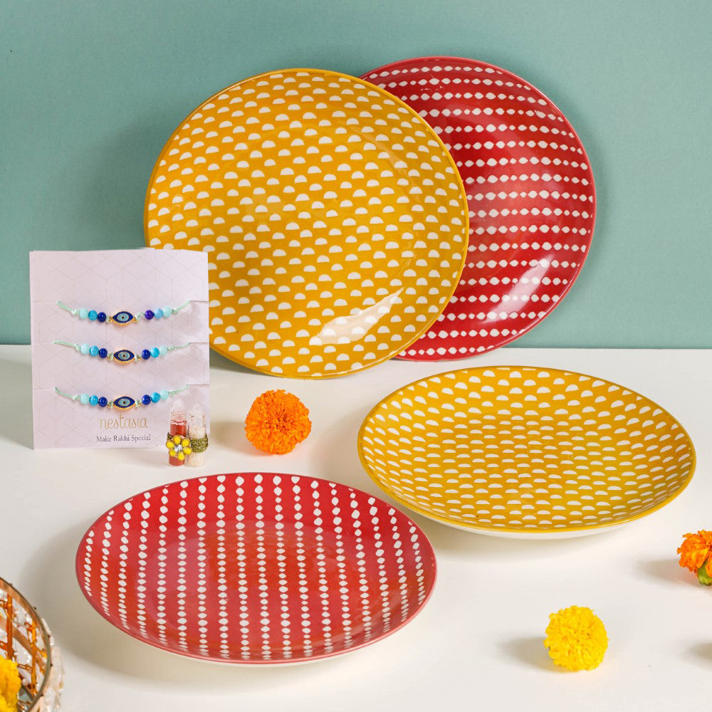 Snack Plates Rakhi Gift Hamper Set Of 5 Nestasia