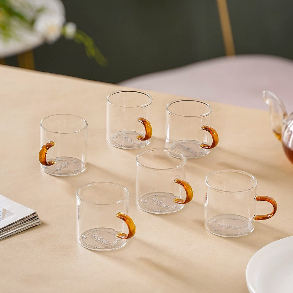 Transparent And Yellow Cup Set of 6 Nestasia