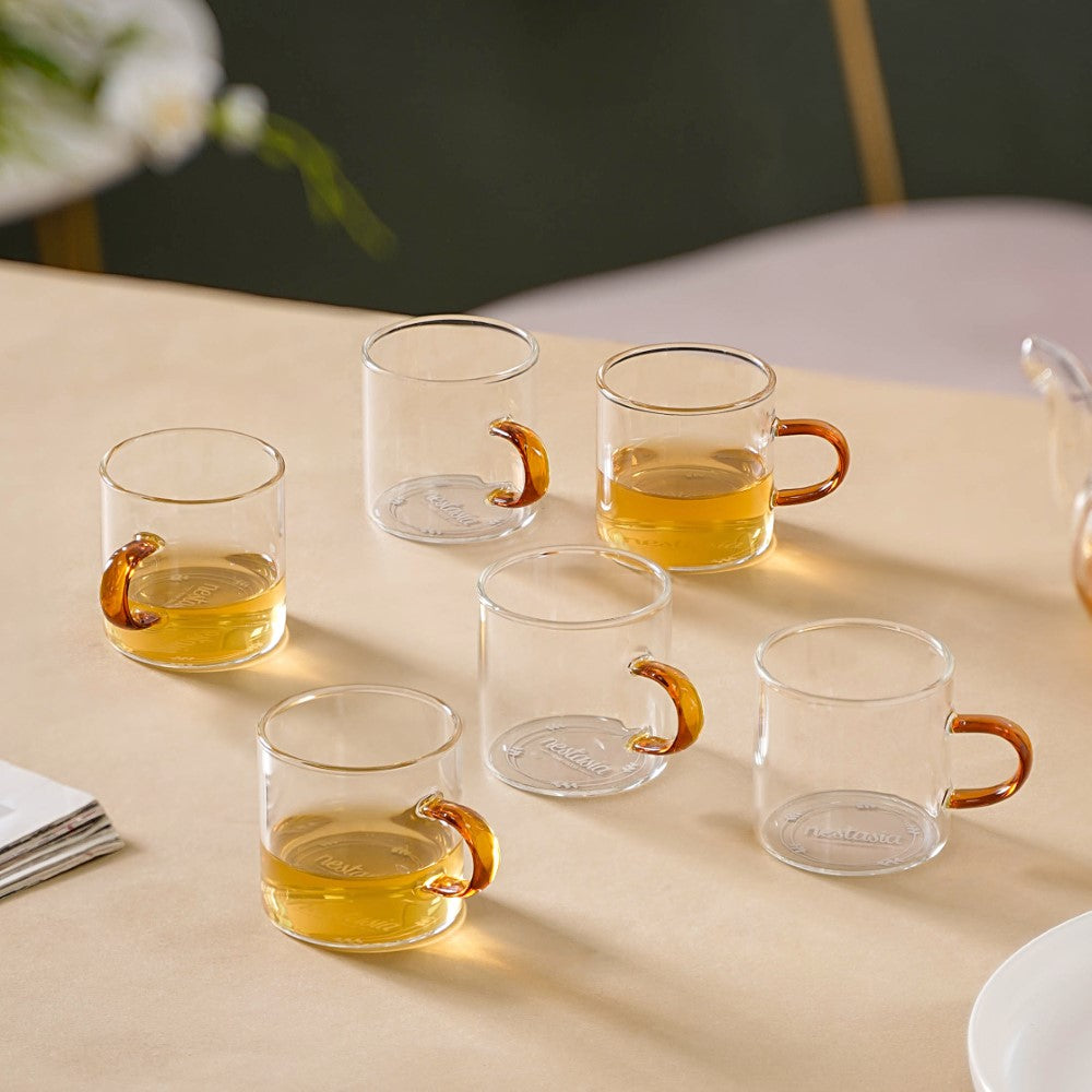 Transparent And Yellow Cup Set of 6 Nestasia