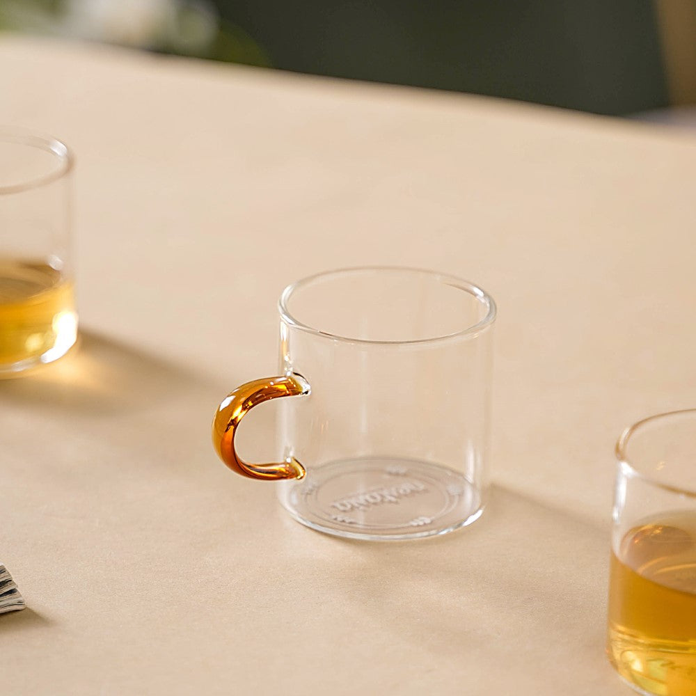 Transparent And Yellow Cup Set of 6 Nestasia