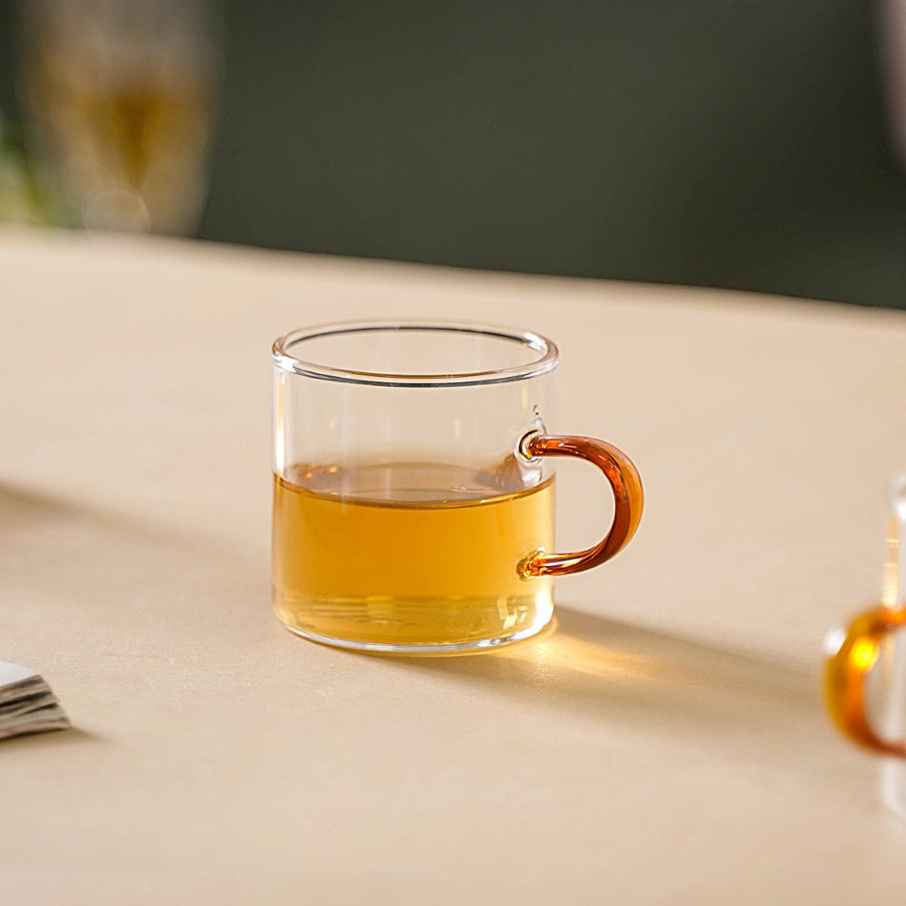 Transparent And Yellow Cup Set of 6 Nestasia