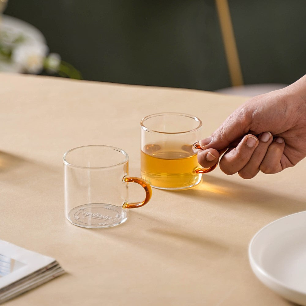 Transparent And Yellow Cup Set of 6 Nestasia