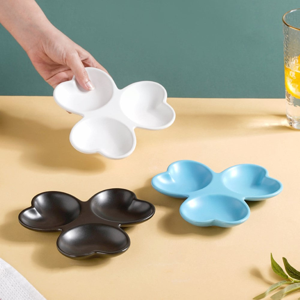 Floral Section Dip Plate White Nestasia