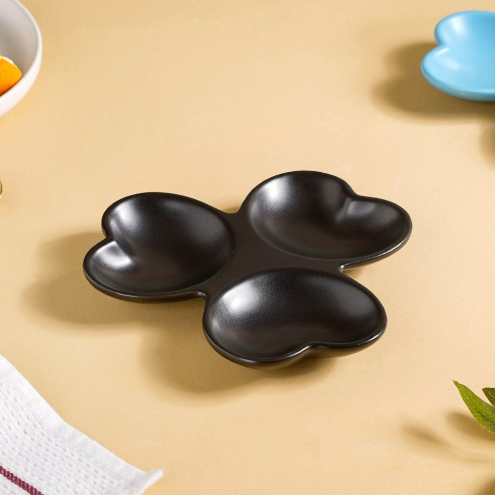 Floral Section Dip Plate Black Nestasia