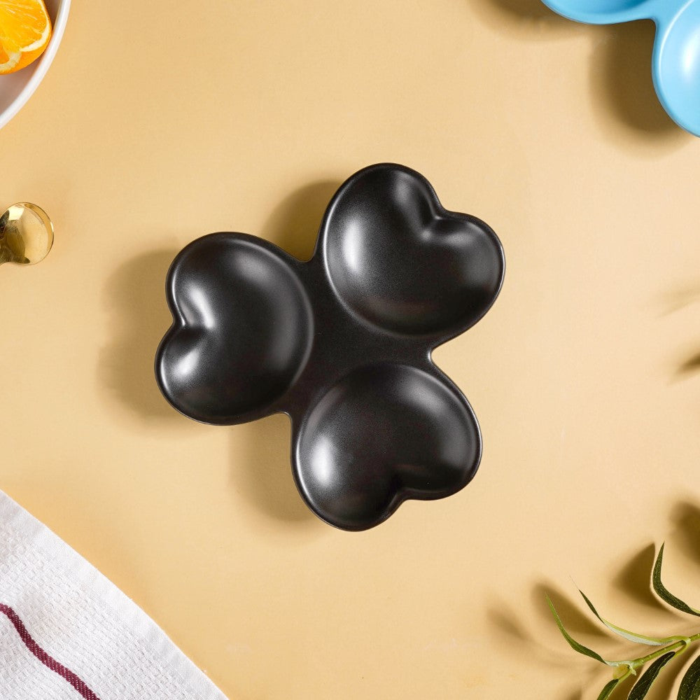 Floral Section Dip Plate Black Nestasia