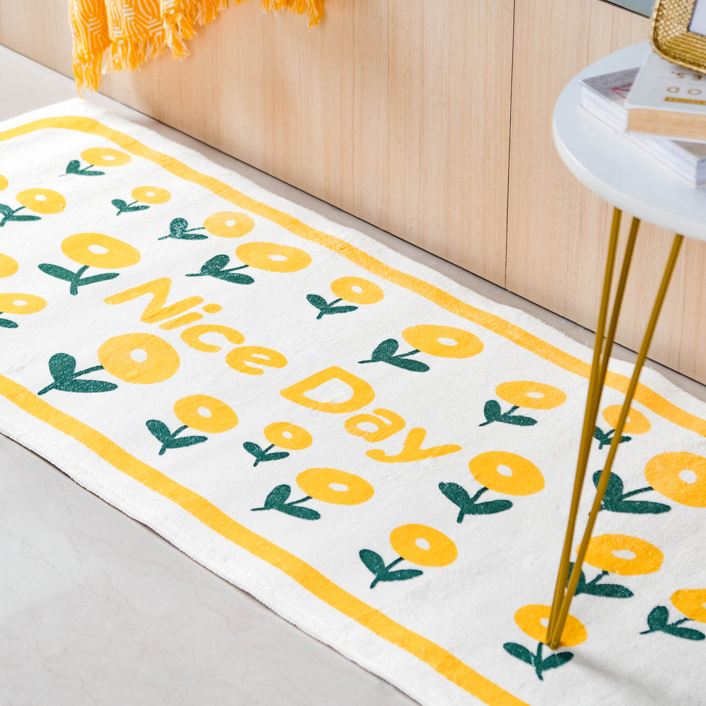 Yellow White Runner Rug Small Nestasia