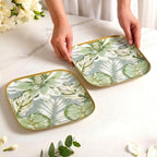 Pastel Tropic Leaf Platter Set Of 2 In Gift Box Nestasia