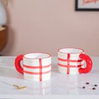 Artsy Ceramic Cup For Coffee Red Set of 2 330ml Nestasia