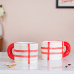 Artsy Ceramic Cup For Coffee Red Set of 2 330ml Nestasia