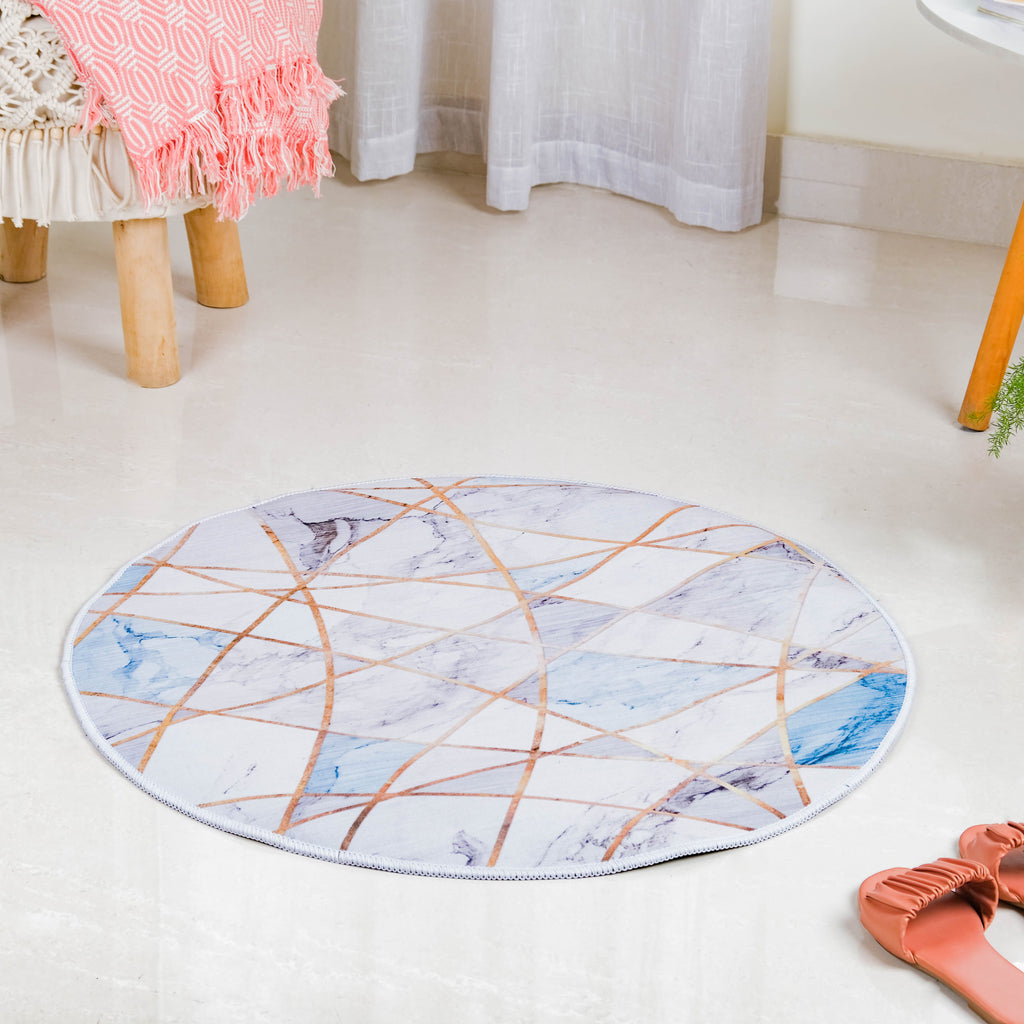 Nordic Round Carpet Blue Nestasia