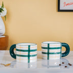 Artsy Ceramic Cup For Coffee Green Set of 2 330ml Nestasia