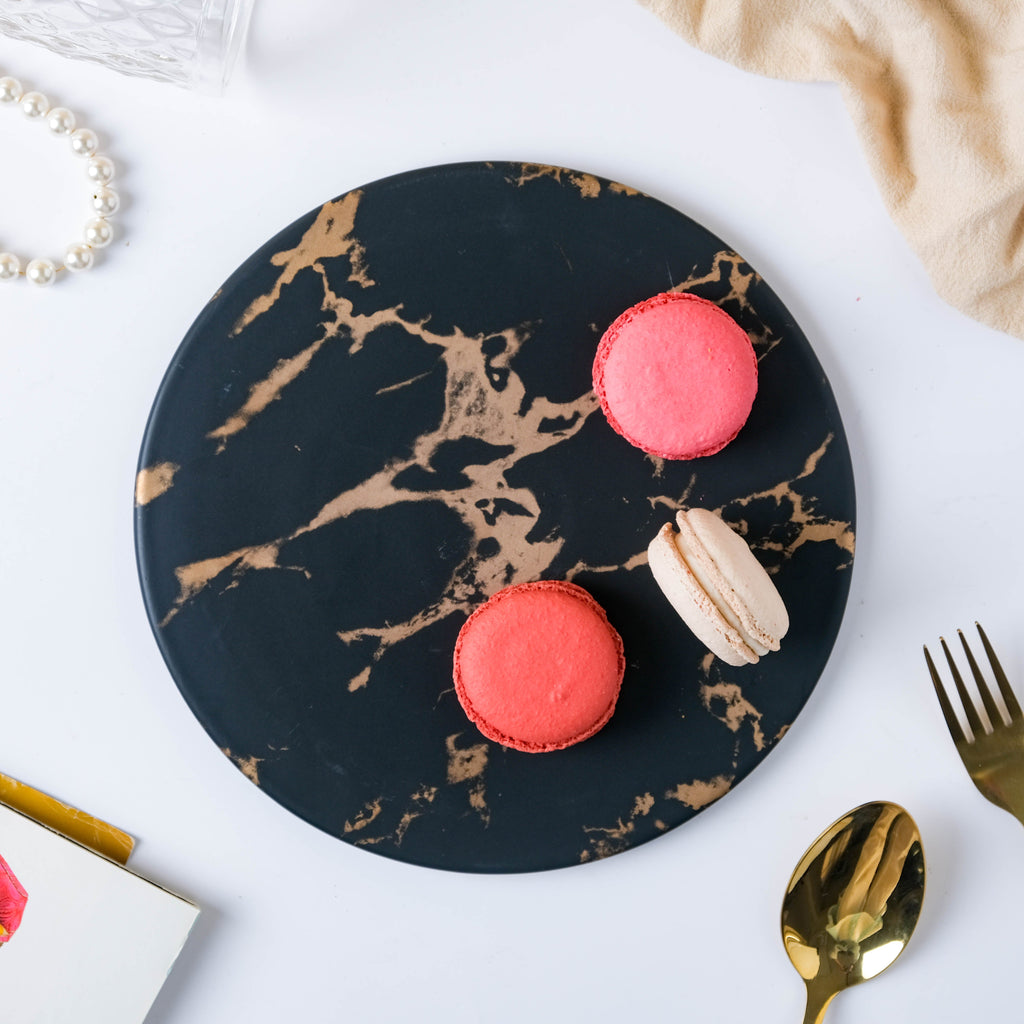 Black Round Ceramic Platter Nestasia