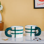 Artsy Ceramic Cup For Coffee Green Set of 2 330ml Nestasia