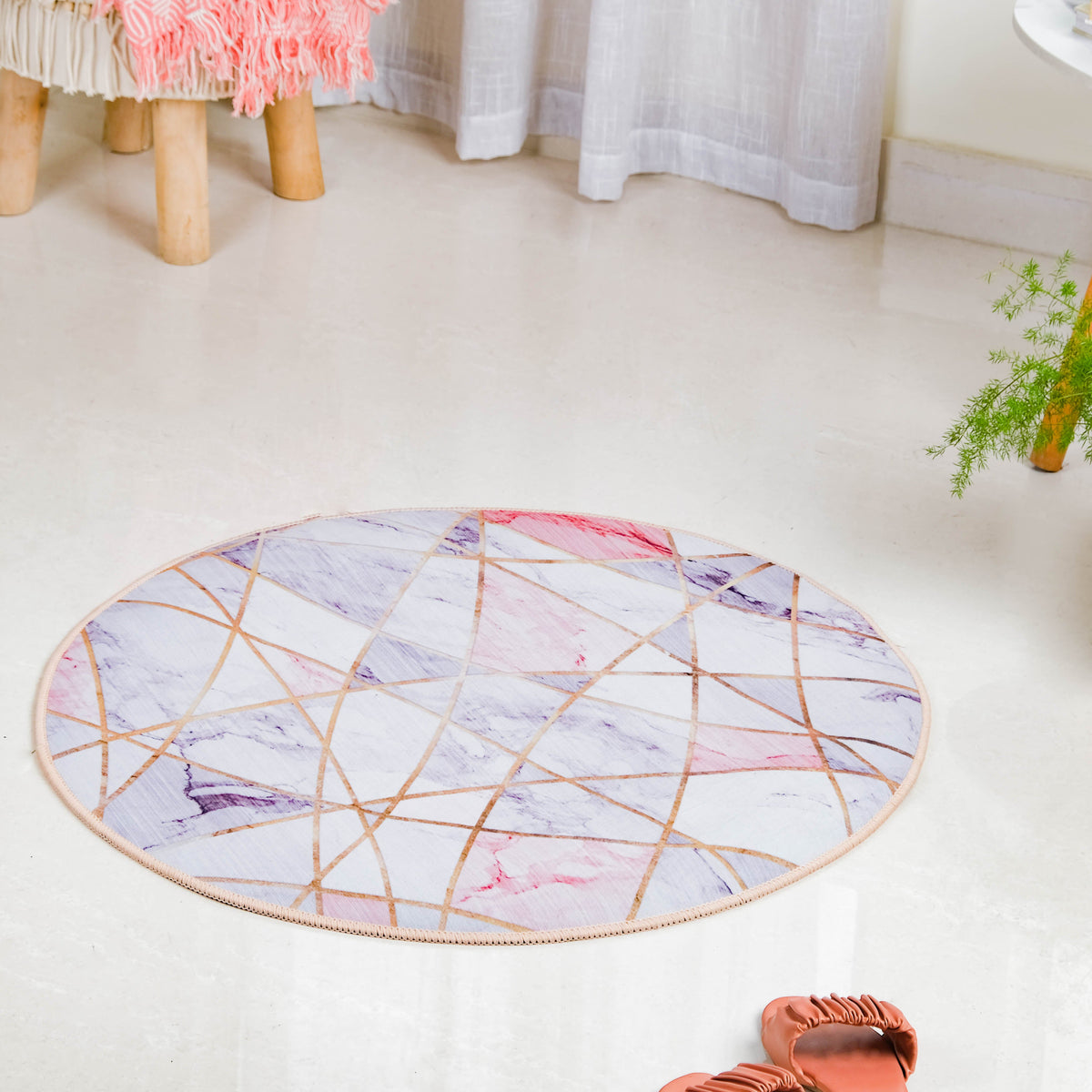 Nordic Round Carpet Pink Nestasia