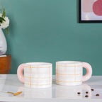 Artsy Ceramic Cup For Coffee Pink Set of 2 330ml Nestasia
